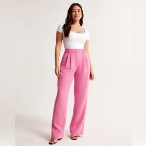 Abercrombie & Fitch Pink Sloane Tailored Wide Leg Pants - 24/00 SHORT